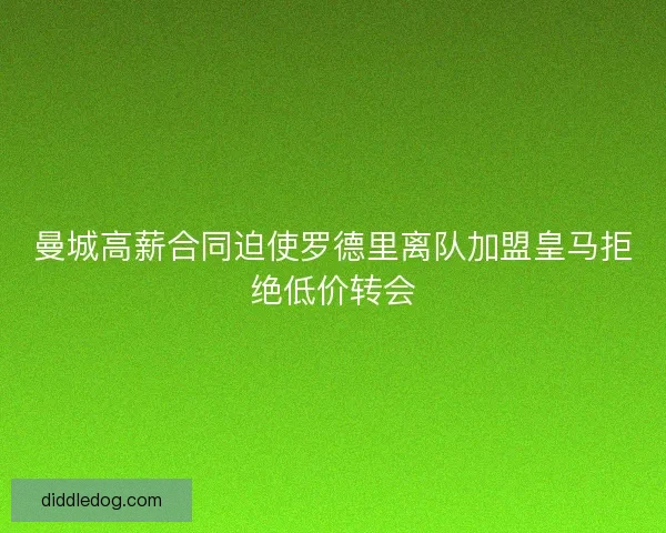 曼城高薪合同迫使罗德里离队加盟皇马拒绝低价转会
